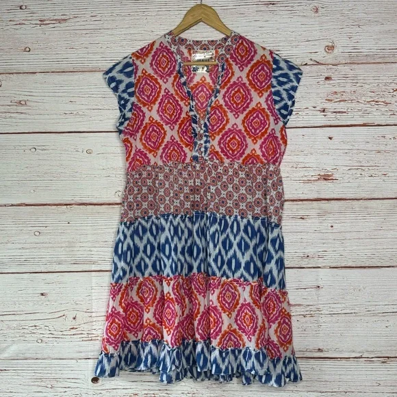 Lula Life Brooklyn Multicolor Tiered Dress Sz M - Picture 8 of 14